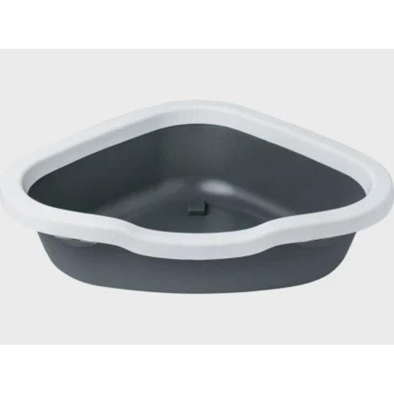 Farm Company Corner cat tray with rim and scoop Dark grey – 55x42x14 cm –