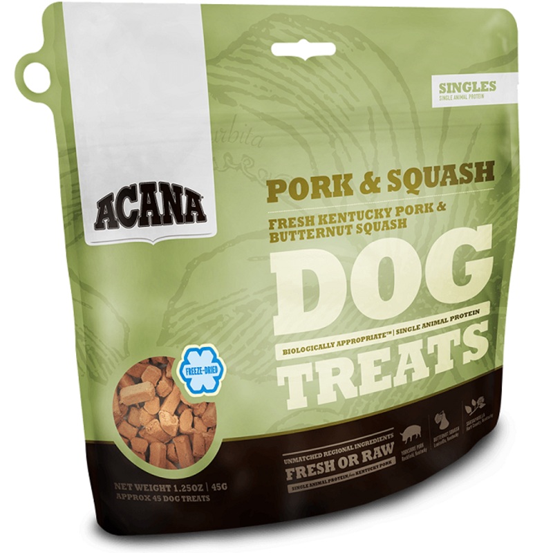 ACANA Singles Grain Free Limited Ingredient Diet Pork and Squash Formula Dog Treats