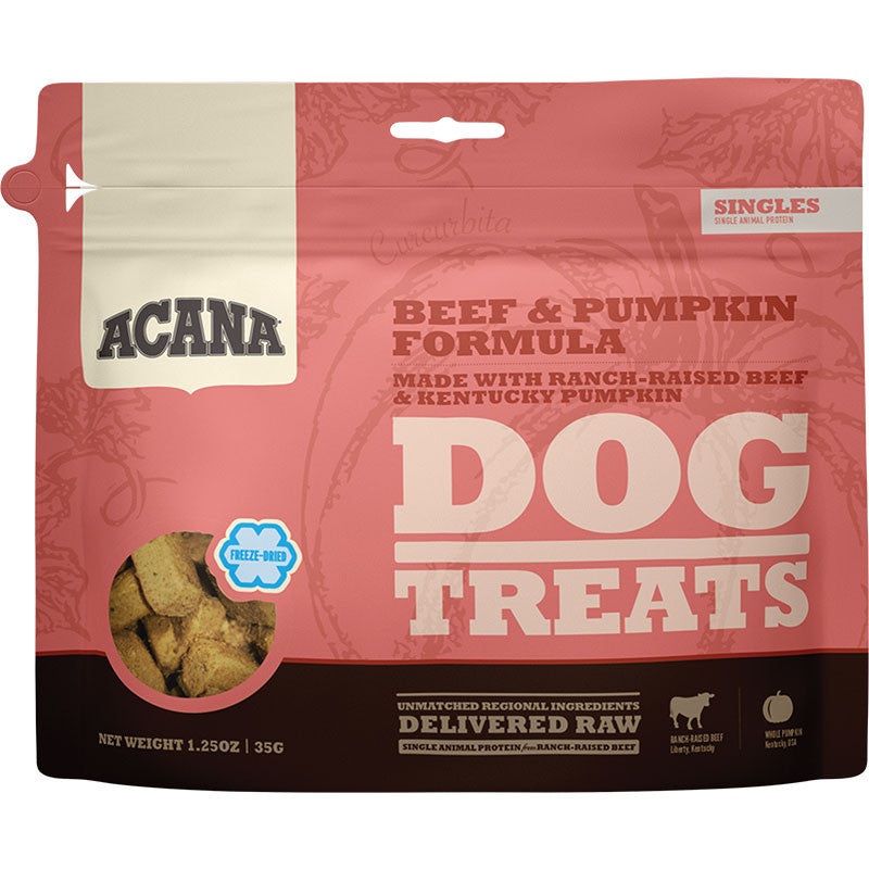 Acana Singles Beef and Pumpkin Dog Treats 1.25oz{L+x}