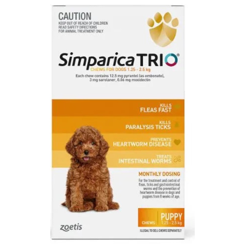 Simparica Trio Chews for Puppies 1.3 – 2.5kg SINGLE