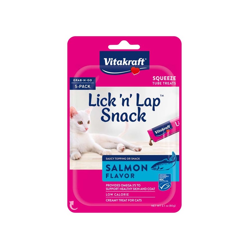 Vitakraft Lick ‘n’ Lap Snack Wet Cat Treats Salmon 2.1oz 5pk