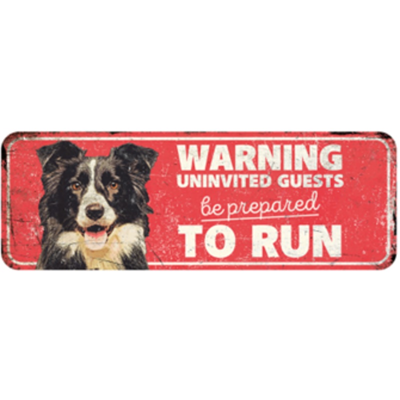 WARNING SIGN COLLIE EN RED