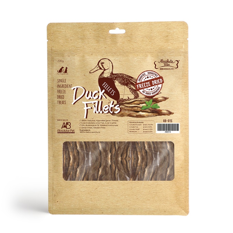 Absolute Bites Dog Freeze-Dried Duck Fillets 200g