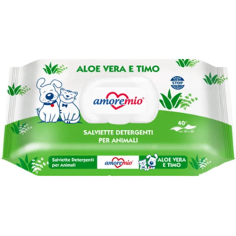 40 WET WIPES FOR DOGS ALOE E TIMO 30x20cm