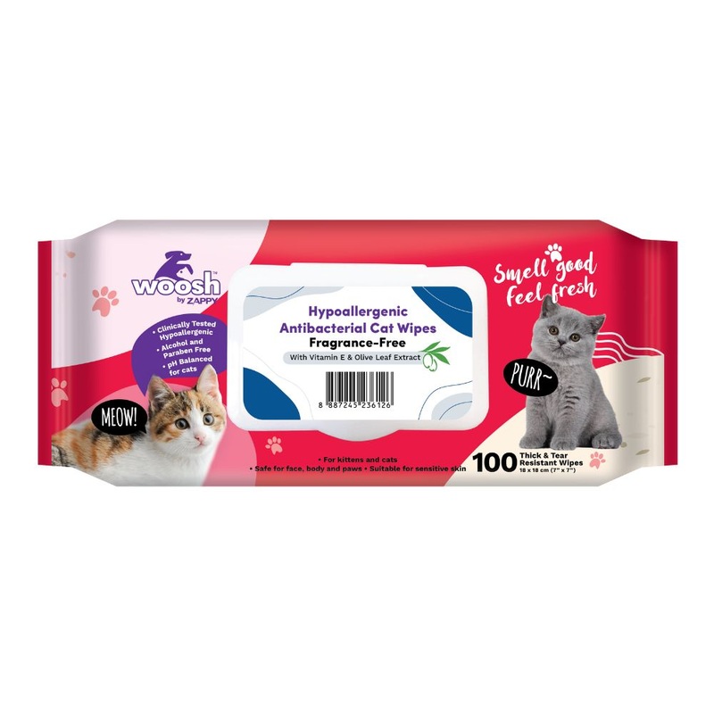 Woosh Cat Wipes Hypoallergenic Antibacterial – Fragrance-Free 100sheets
