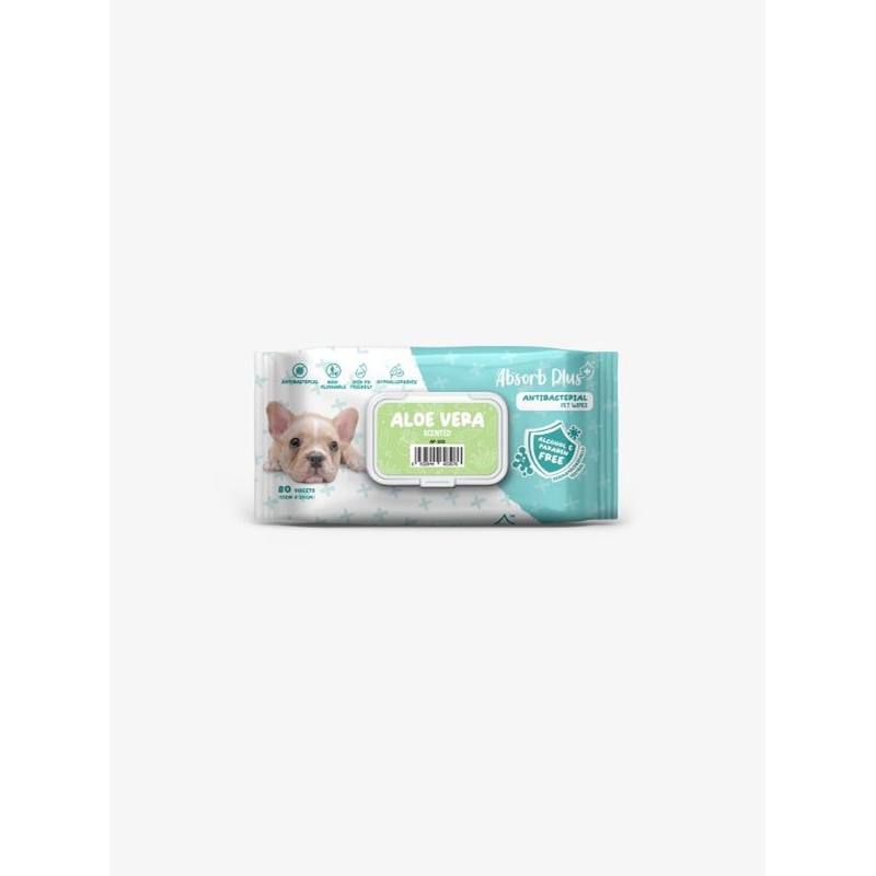Absorb Plus Anti Bacterial Pet Wipes (Aloe Vera) 80pcs