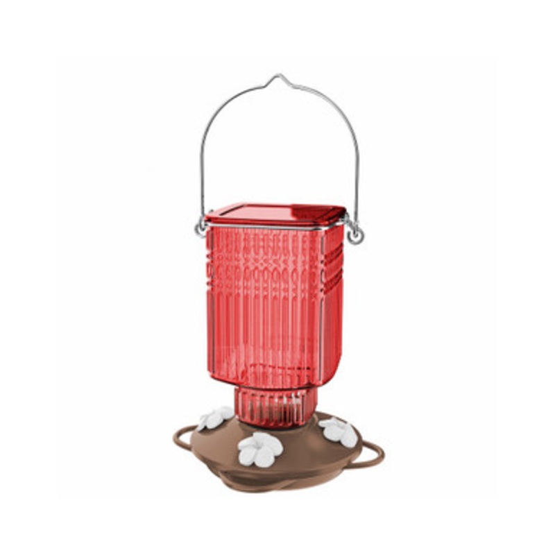 Natures Way Crimson Carnation Antique Glass Gravity Hummingbird Feeder – 22 oz – Red