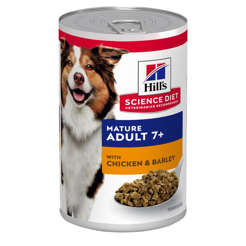 Hill’s Science Diet Mature Adult 7+ with Chicken & Barley Canned Dog Food 370g (PER CAN)
