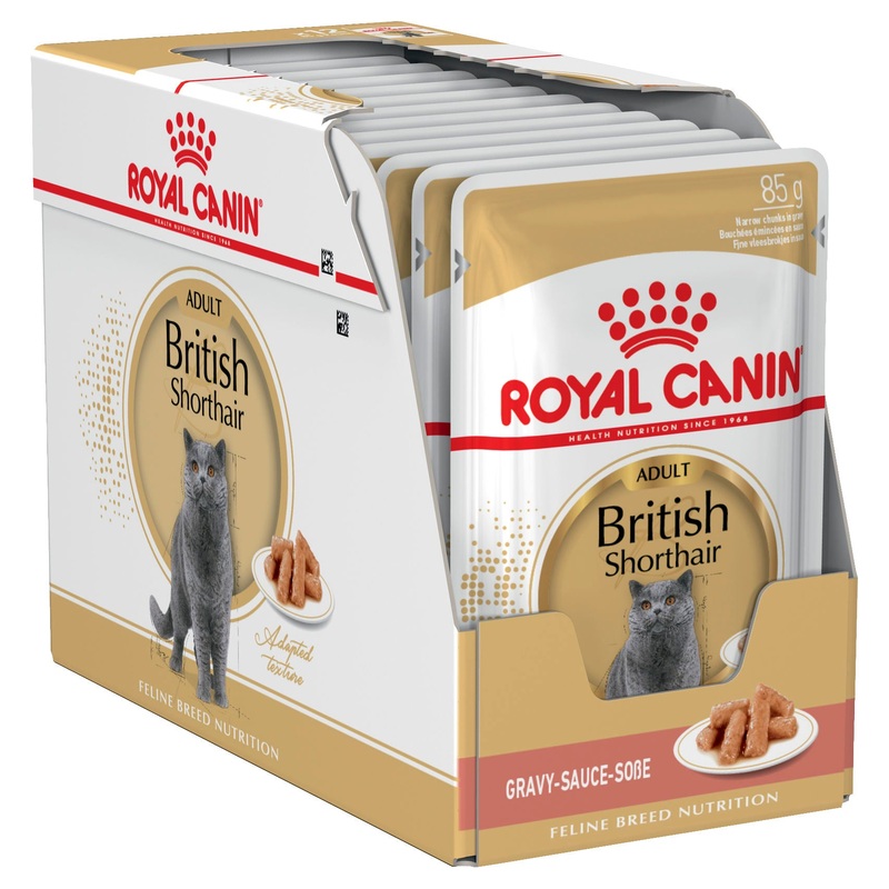 Royal Canin British Shorthair Breed Adult Wet Cat Food Pouches (85 grams x 12 Pouches)
