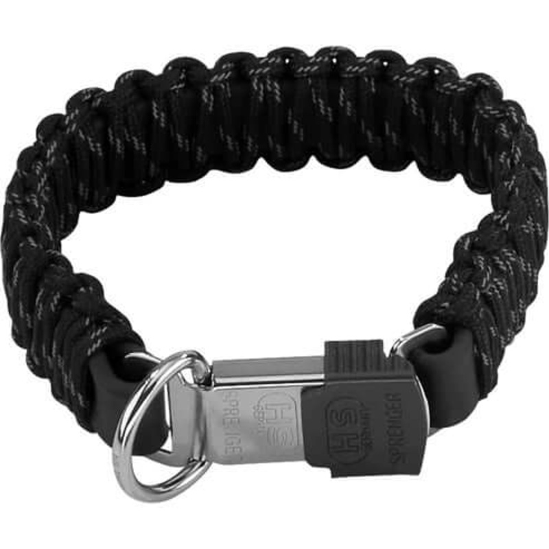 Herm Sprenger PARACORD Collar – reflecting, black, 45 cm / 18 –