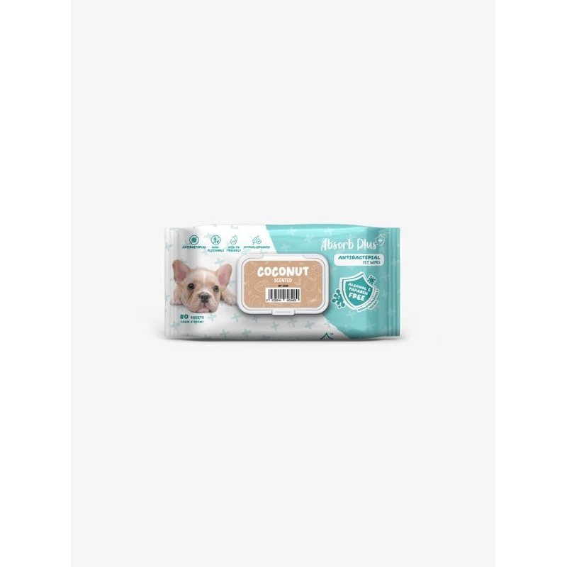 Absorb Plus Anti Bacterial Pet Wipes (Coconut) 80pcs