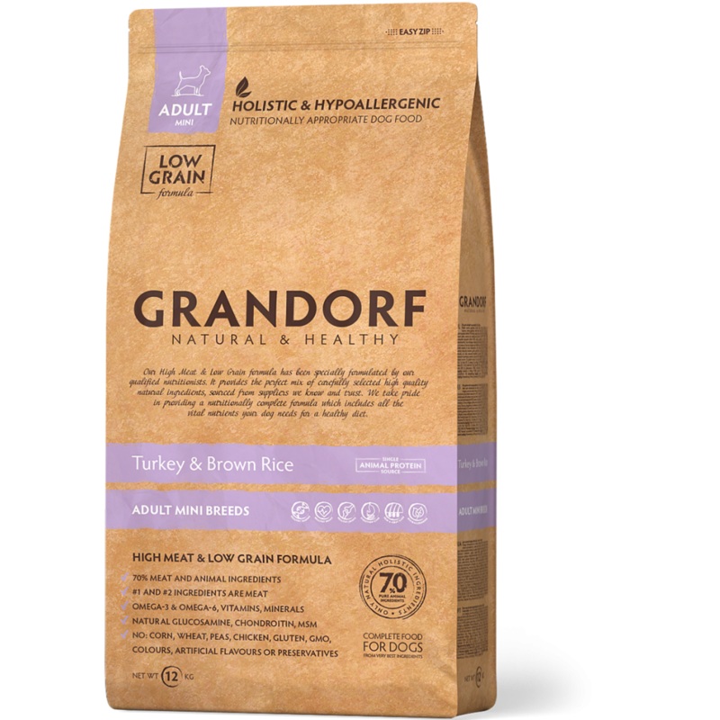 Grandorf Turkey & Brown Rice – Adult Mini Breed 3kg –