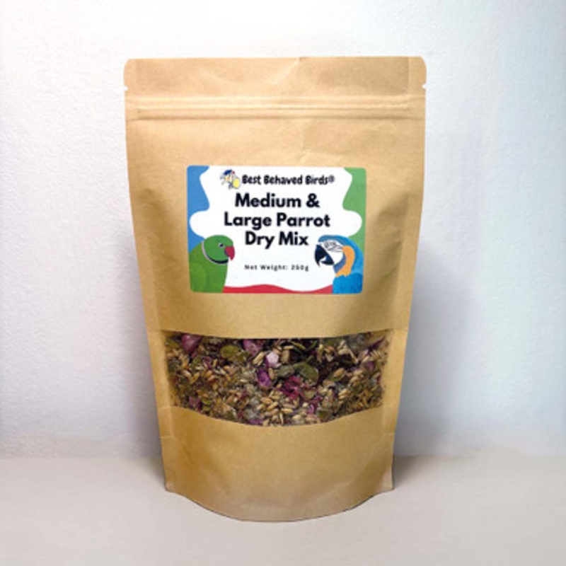 Best Behaved Birds Medium and Large Parrot Dry Mix Food Mix 250g