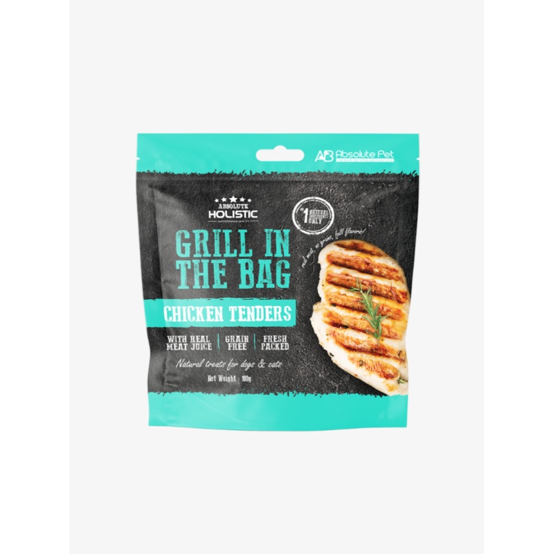 Absolute Holistic Grill In The Bag Natural Dog & Cat Treats  Chicken Tenders 100g