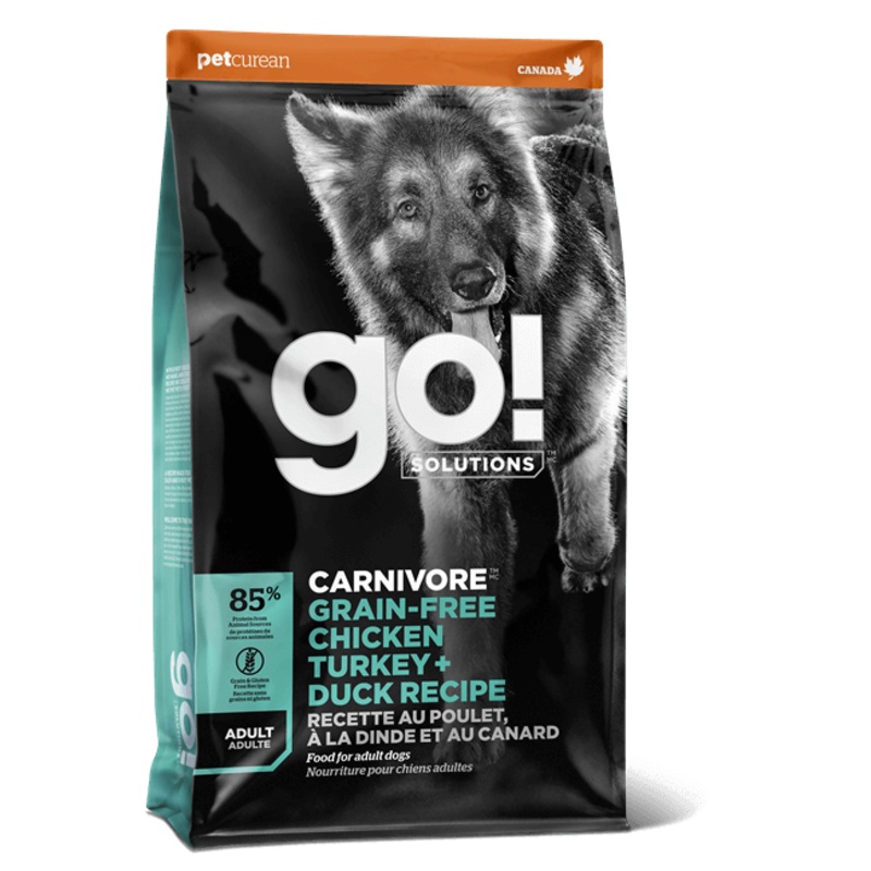 GO! Solutions CARNIVORE Grain Free Chicken, Turkey + Duck Adult Recipe Dog Dry Food (SHORT DATED 10/25)