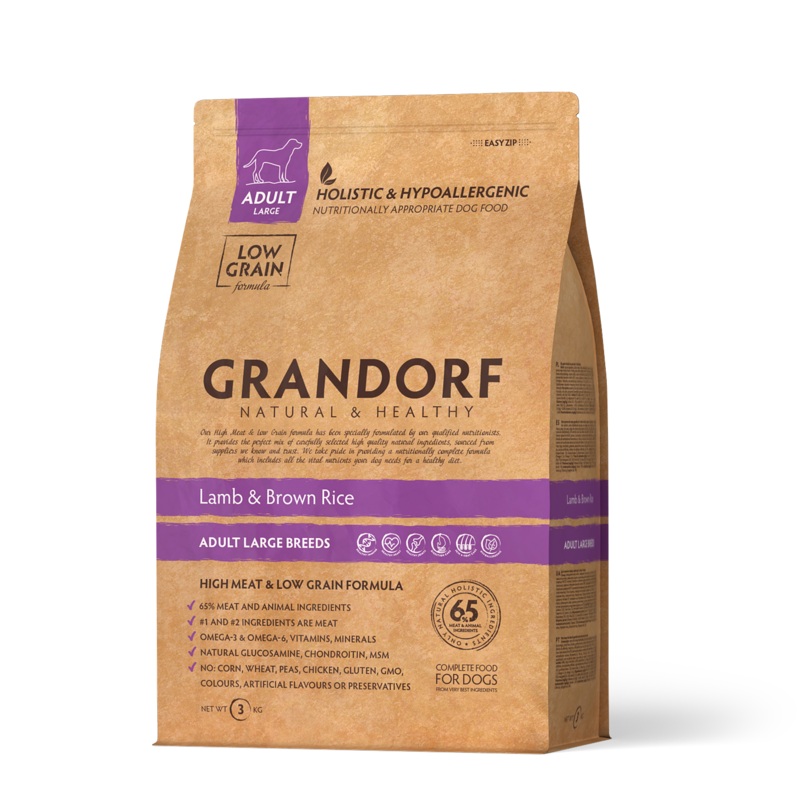 Grandorf Lamb & Brown Rice – Adult Large dog Breed 3kg –