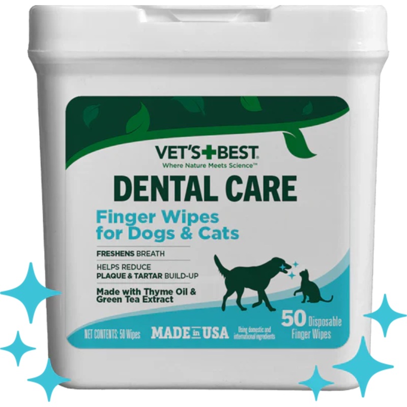 Vet’s Best Dental Care Finger Wipes for Dogs & Cats