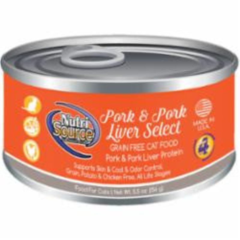 Tuffy Nutrisource Grain Free Pork & Pork Liver Select Canned Cat Food-5.5-oz, Case Of 12-{L+1x}