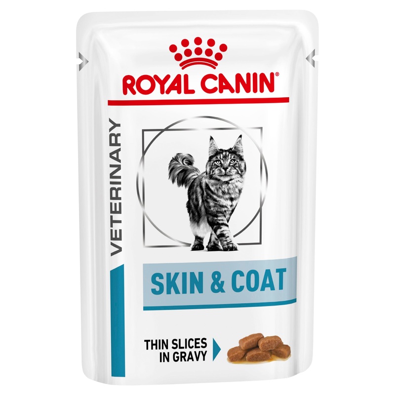 Royal Canin Veterinary Diet Feline Skin & Coat Pouch Wet Cat Food (85 grams x 12 Pouches)