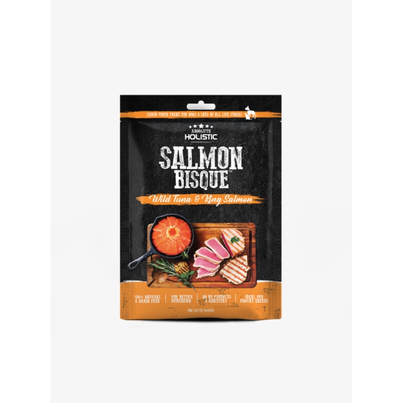 Absolute Holistic Salmon Bisque (Wild Tuna & Salmon) Dog and Cat Treats 5 x 12g