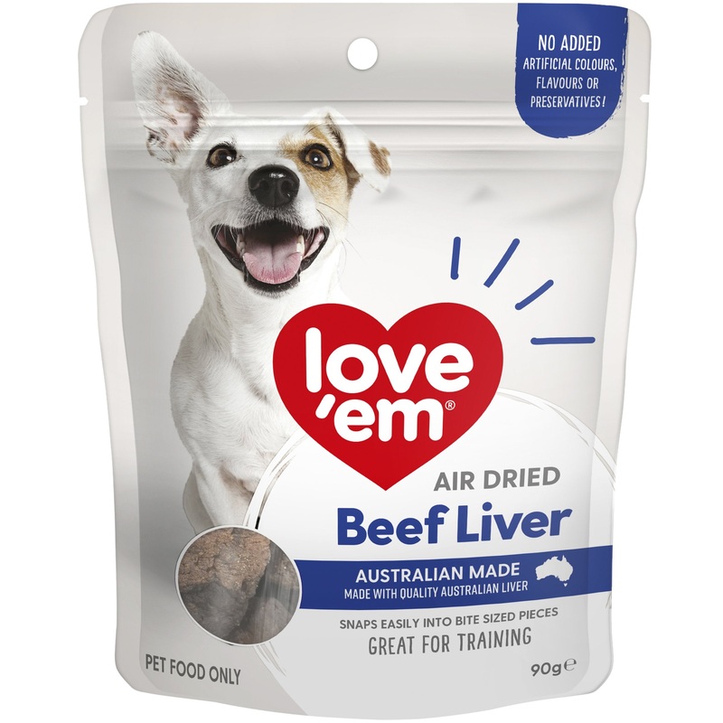 Love Em Air Dried Beef Liver Dog Treats 90g ^._.^