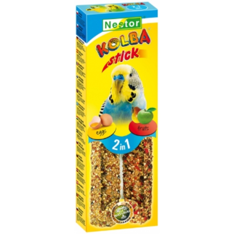 2x BUDGIE STICKS 2IN 1 EGG / FRUIT 85G