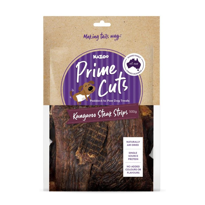 Kazoo Prime Cuts Kangaroo Steak Strips Dog Treats 500g ^._.^