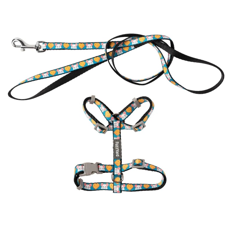 FuzzYard Cheesy Hearts Cat Harness and Lead Walking Set ^._.^