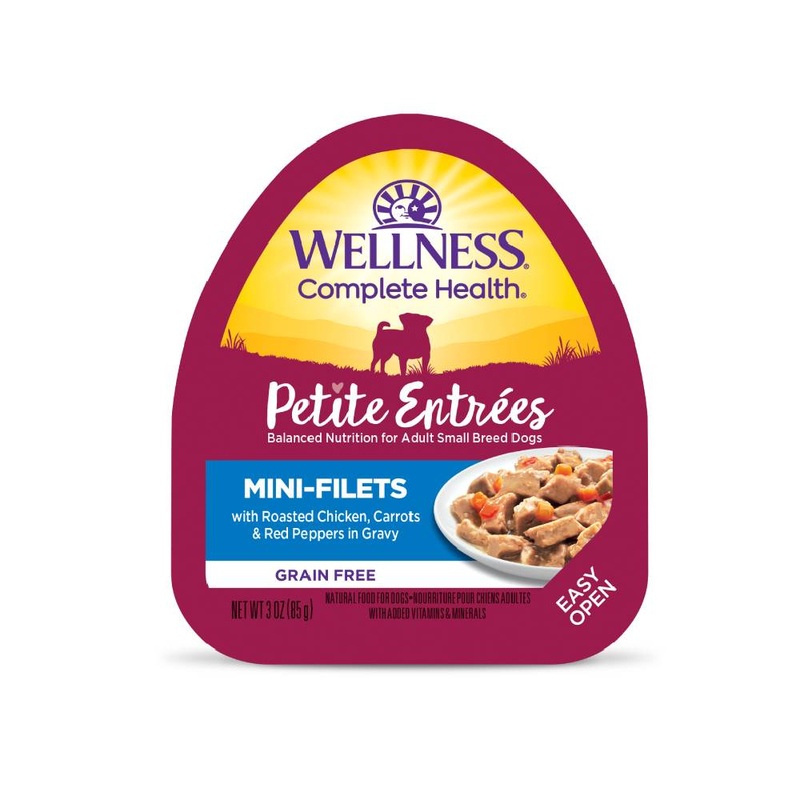 Wellness Dog Small Breed Petite Entrees Mini-Filets – Roasted Chicken, Carrots & Red Peppers in Gravy 3oz