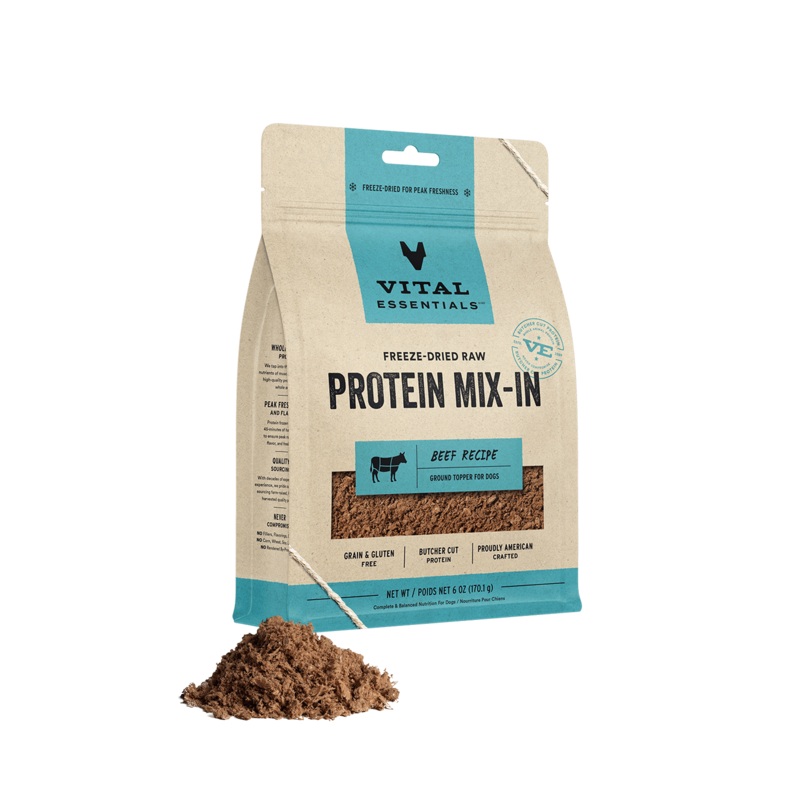 Vital Essentials Freeze-Dried Raw Protein Mix-In Beef Recipe Ground Topper for Dogs