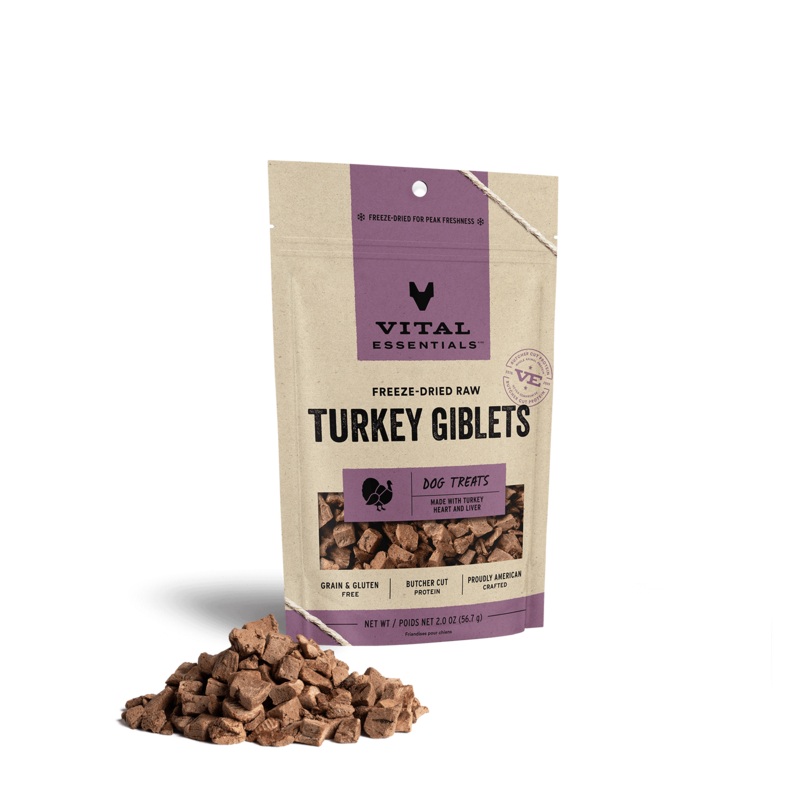 Vital Essentials Freeze Dried Raw Turkey Giblets Dog Treats