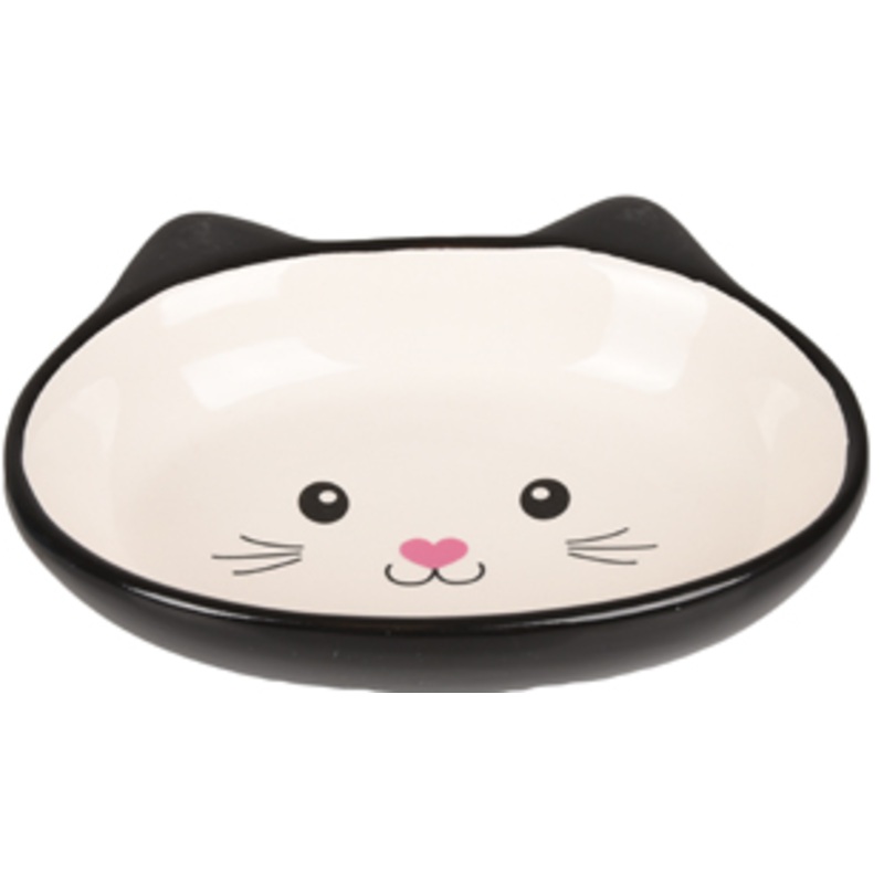 DISH CAT NALA CERAMIC BL/WH