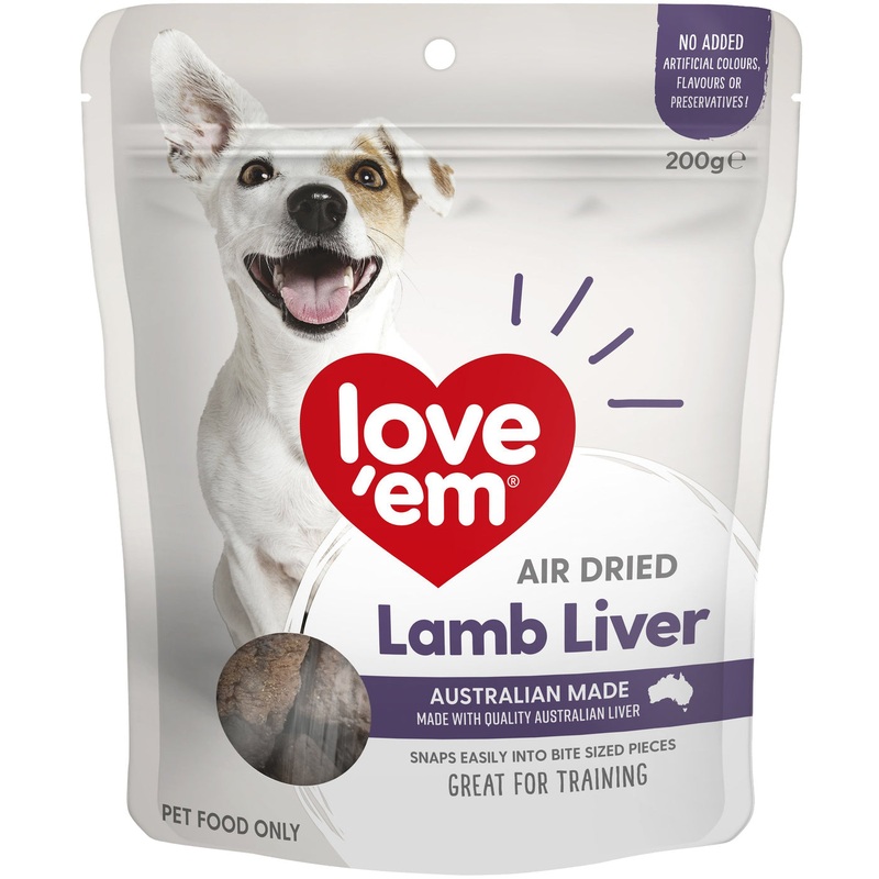 Love Em Air Dried Lamb Liver Dog Treats 200g x 4 ^._.^