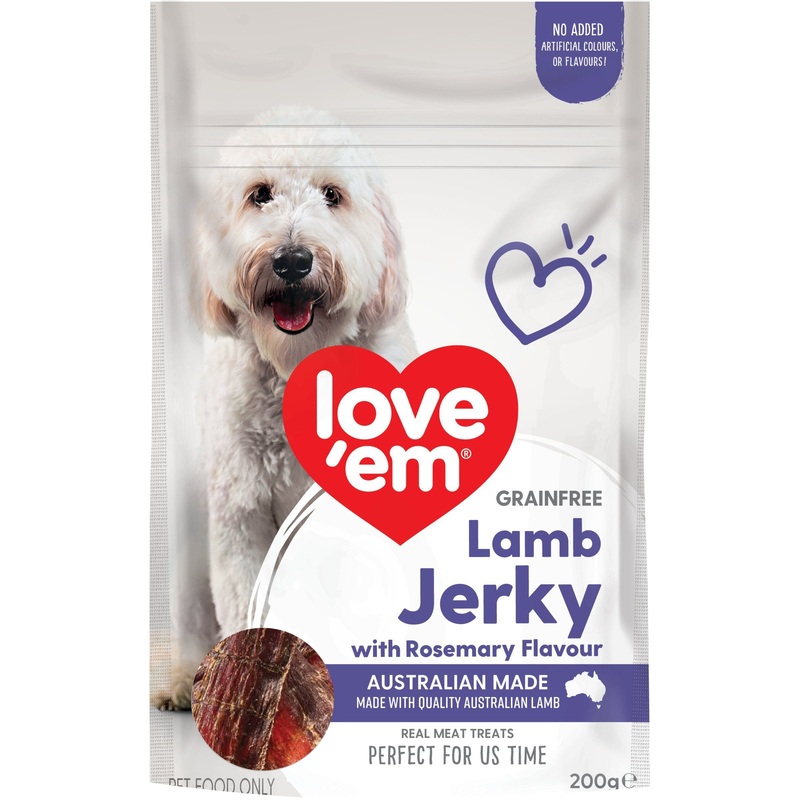 Love Em Lamb & Rosemary Jerky Dog Treats 200g ^._.^