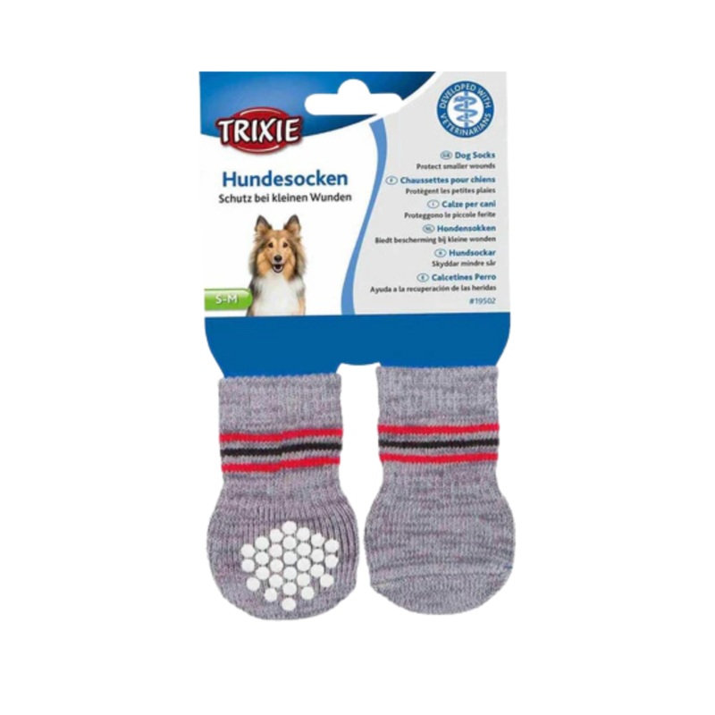 TRIXIE DOG SOCKS NON SLIP GREY (S)