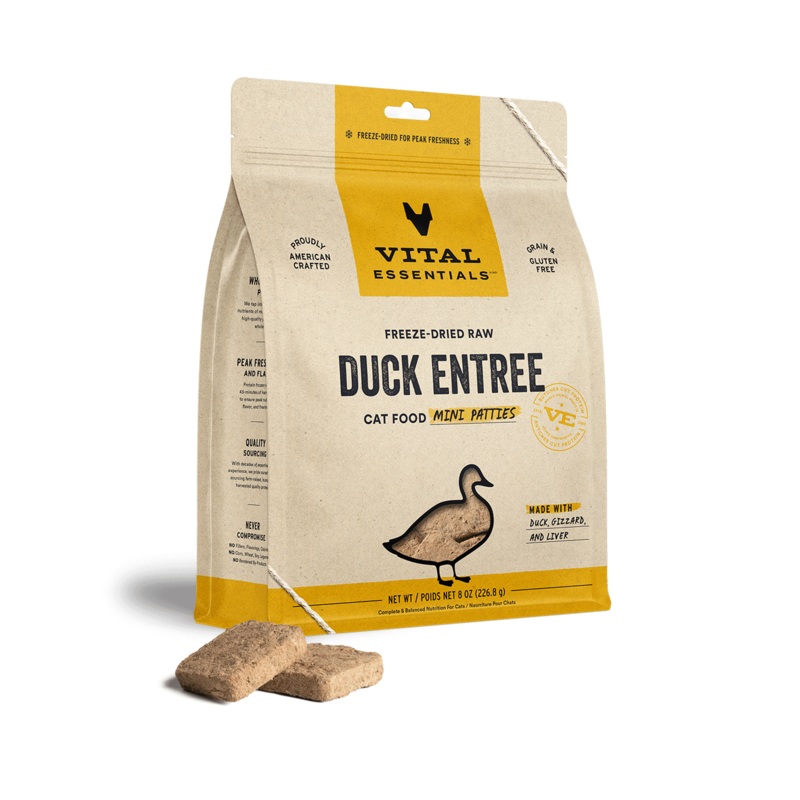 Vital Essentials Freeze-Dried Raw Duck Entree Mini Patties Cat Food