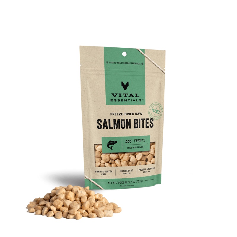 Vital Essentials Freeze Dried Raw Salmon Bites Dog Treats