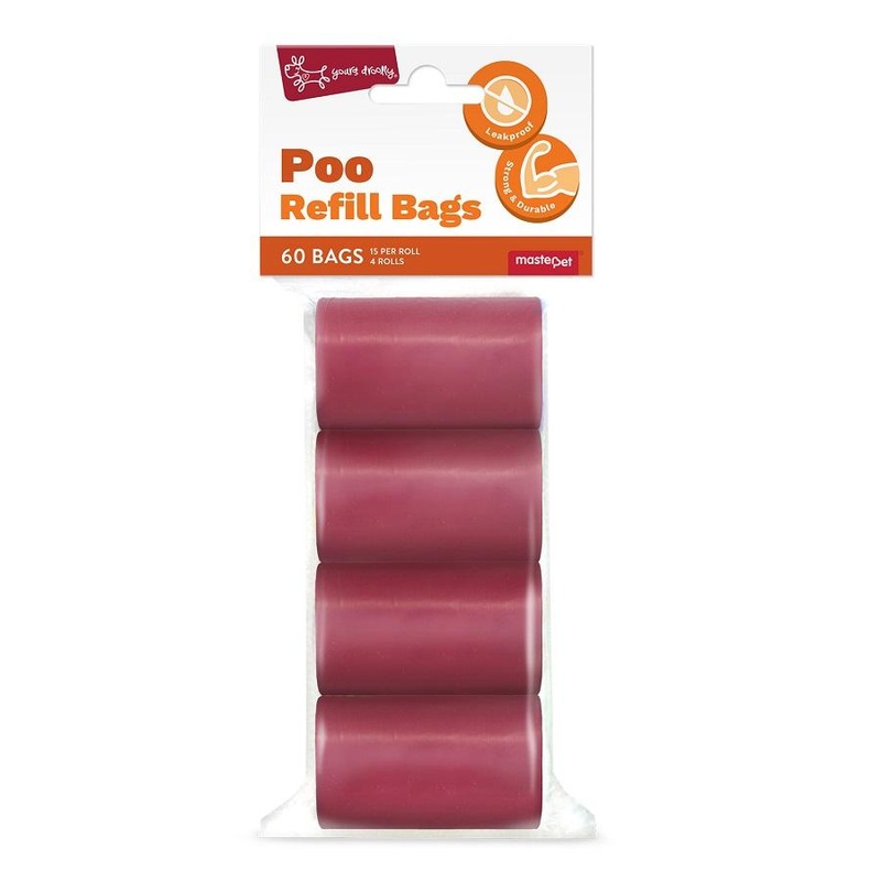Yours Droolly Dog Poo Bags Red – 60 Bags