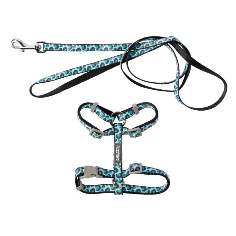 FuzzYard Wild One Aqua Cat Harness and Lead Walking Set ^._.^