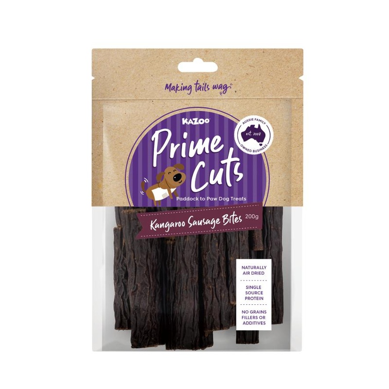 Kazoo Prime Cuts Kangaroo Sausage Bites Dog Treats 200g ^._.^