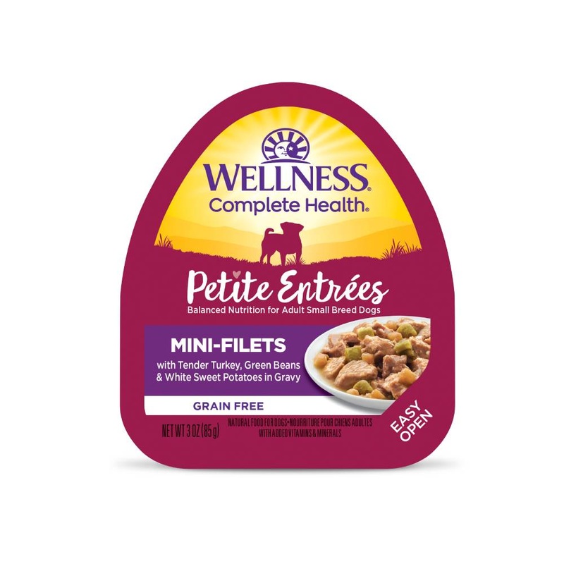 Wellness Dog Small Breed Petite Entrees Mini-Filets – Tender Turkey, Green Beans & White Sweet Potatoes in Gravy 3oz