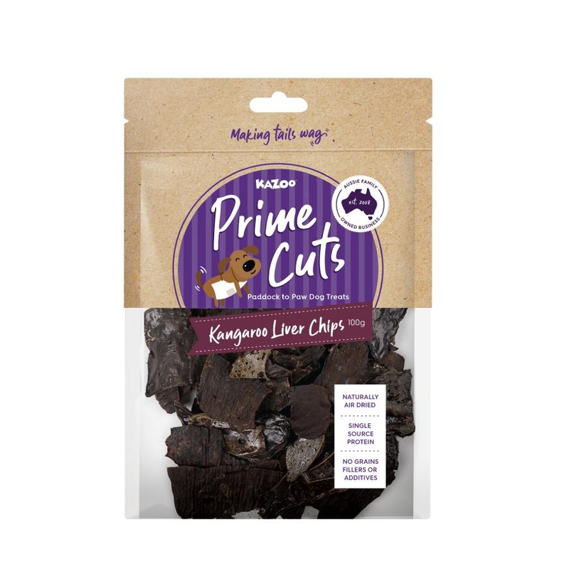 Kazoo Prime Cuts Kangaroo Liver Chips Dog Treats 100g ^._.^