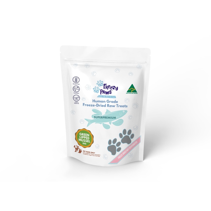 Freezy Paws Freeze Dried New Zealand Green Lipped Mussels Dog and Cat Treats 50g