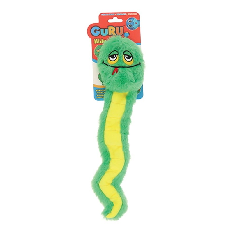 GURU Hide A Tail Snake Plush Dog Enrichment Toy Green Medium ^._.^