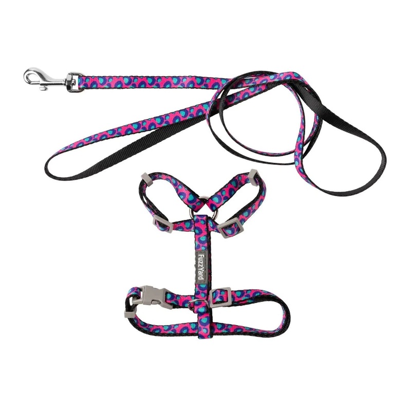 FuzzYard Wild One Bubblegum Cat Harness and Lead Walking Set ^._.^