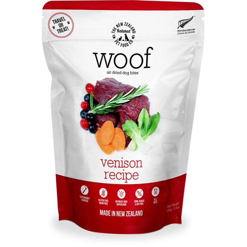 Woof Air-Dried Venison Dog Treats 100g