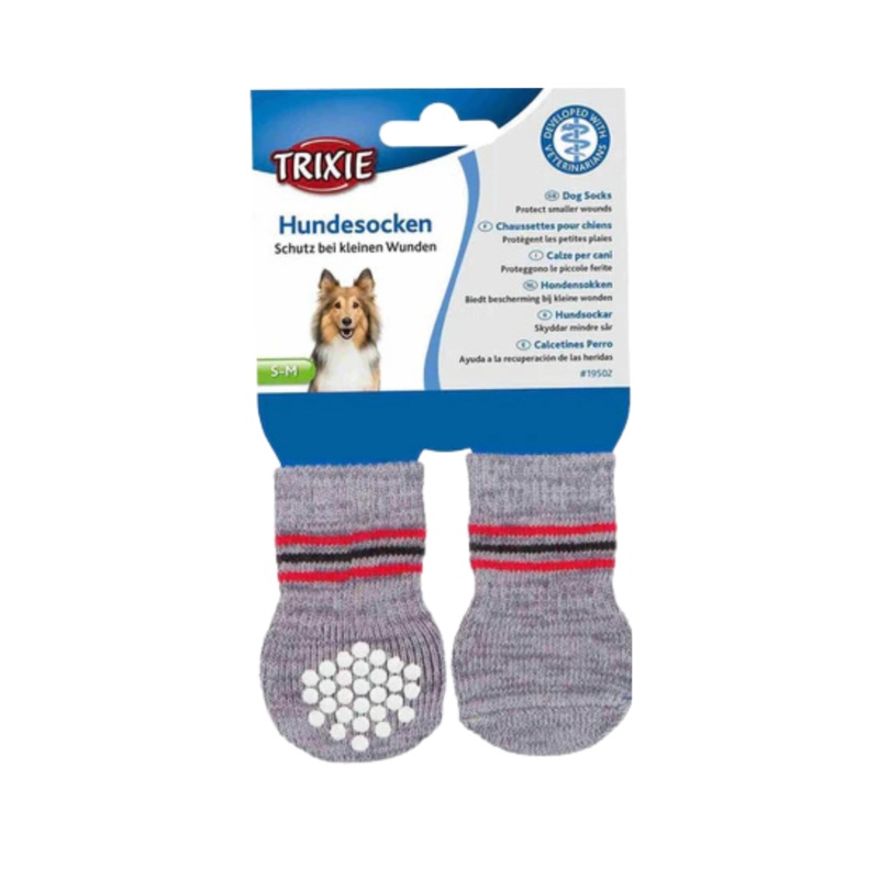TRIXIE DOG SOCKS NON SLIP GREY (M)