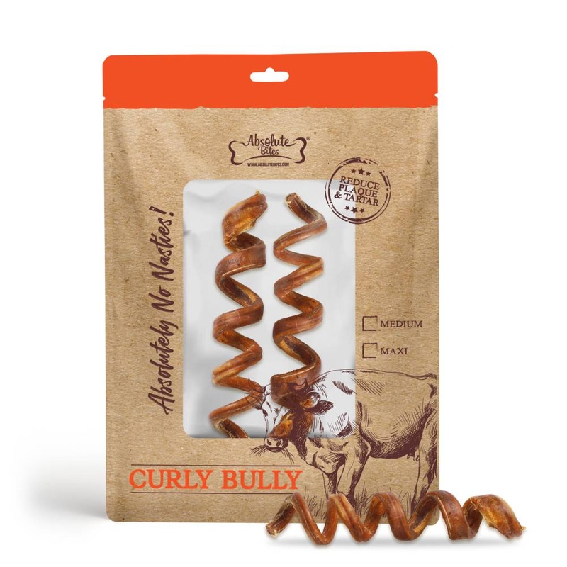 Absolute Bites Curly Bully Stick – Medium 2pcs